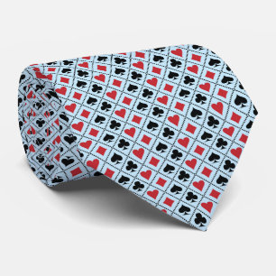 Spade, diamond, heart &club playing card pattern neck tie
