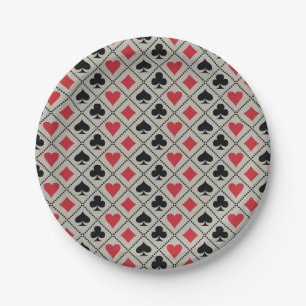 Spade, diamond, heart & club, playing card pattern paper plates