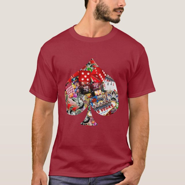 Spade - Las Vegas Playing Card Shape T-Shirt (Front)