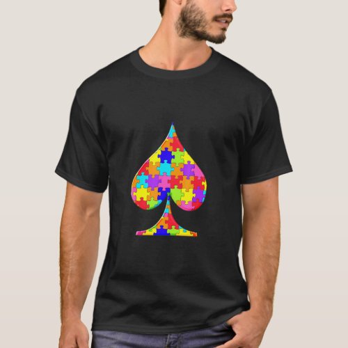 Spade Playing Card Jigsaw Autism Puzzle T-Shirt
