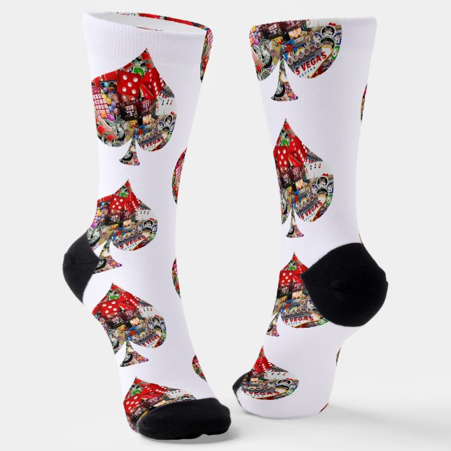 Spade Playing Card Shape Las Vegas Socks (Angled)