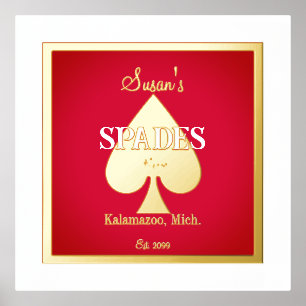 Spades Card Game Room Foil Accent Prints