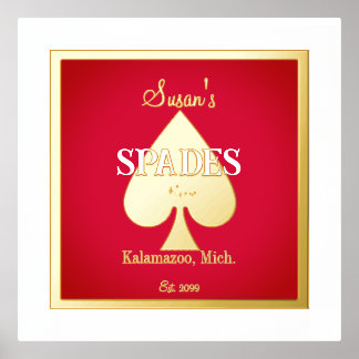 Spades Card Game Room Foil Accent Prints