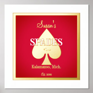 Spades Card Game Room Foil Accent Prints