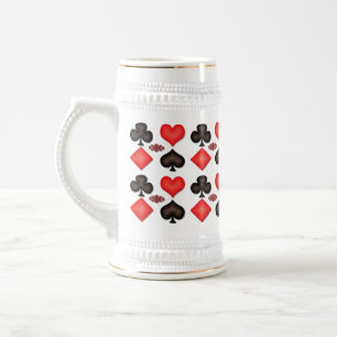 Spades Hearts Diamonds Clubs Pattern Beer Stein