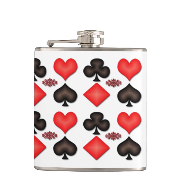 Spades Hearts Diamonds Clubs Pattern  Flask (Front)
