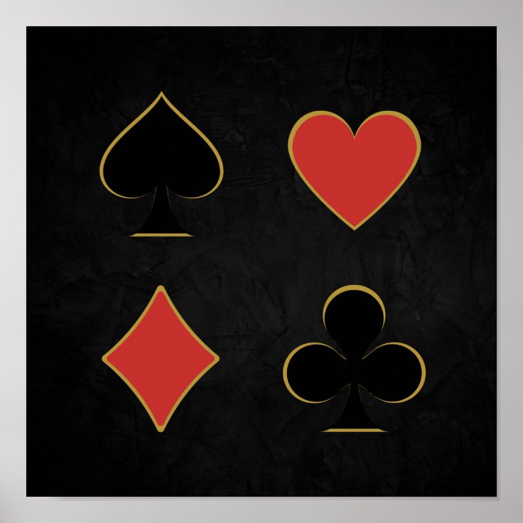 Spades, Hearts, Diamonds, Clubs Suits Poster Zazzle