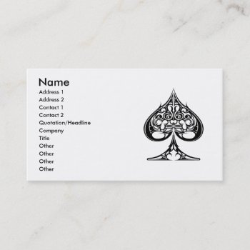Spades  Name  Address 1  Address 2  Contact 1  ... Business Card by silvercryer2000 at Zazzle
