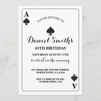 Spades Playing Card Birthday Ace Vegas Invitation by WOWWOWMEOW at Zazzle