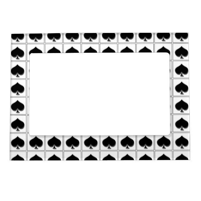 Spades playing card suit pattern magnetic picture frame (Front)