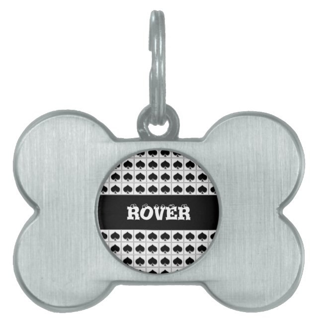 Spades playing card suit pattern pet name tag (Front)