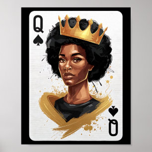 Spades Queen Poker Card Afro American Black Histor Poster