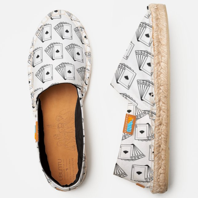 Spades Royal Flush Poker Hand Pattern #2 White Can Espadrilles (Side)