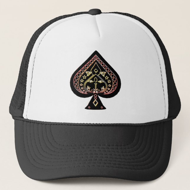 Spades Symbol: Orange & Red: Trucker Hat (Front)