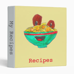 Spaghetti and meatballs funny cartoon art 3 ring binder