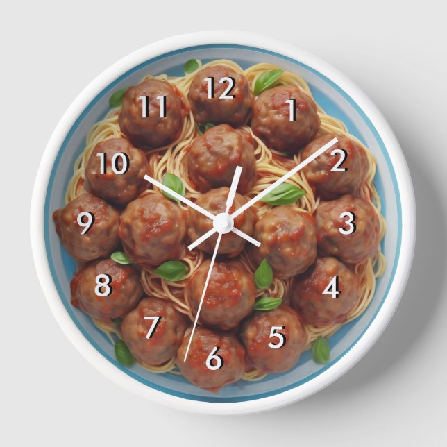Spaghetti and meatballs Italian Kitchen Clock (Front)