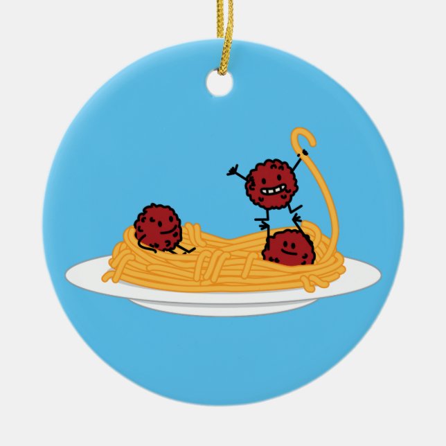 Spaghetti and meatballs pasta noodles Italian food Ceramic Ornament (Front)