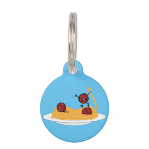 Spaghetti and meatballs pasta noodles Italian food Pet Name Tag