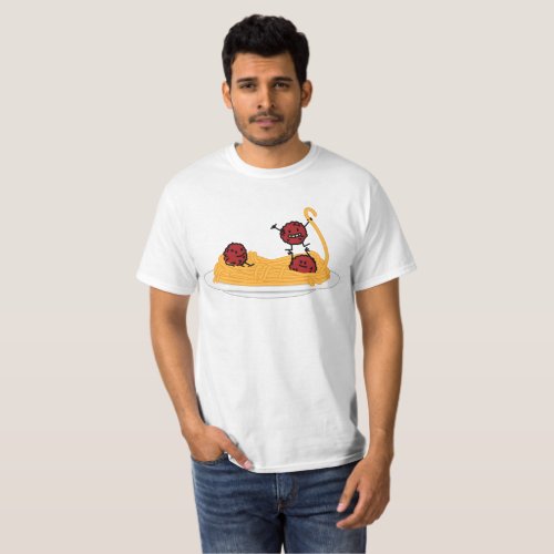 Spaghetti and meatballs pasta noodles Italian food T_Shirt