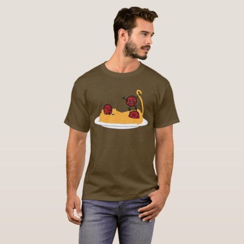 Spaghetti and meatballs pasta noodles Italian food T_Shirt