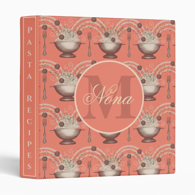 Spaghetti and meatballs pattern 3 ring binder (Front/Spine)