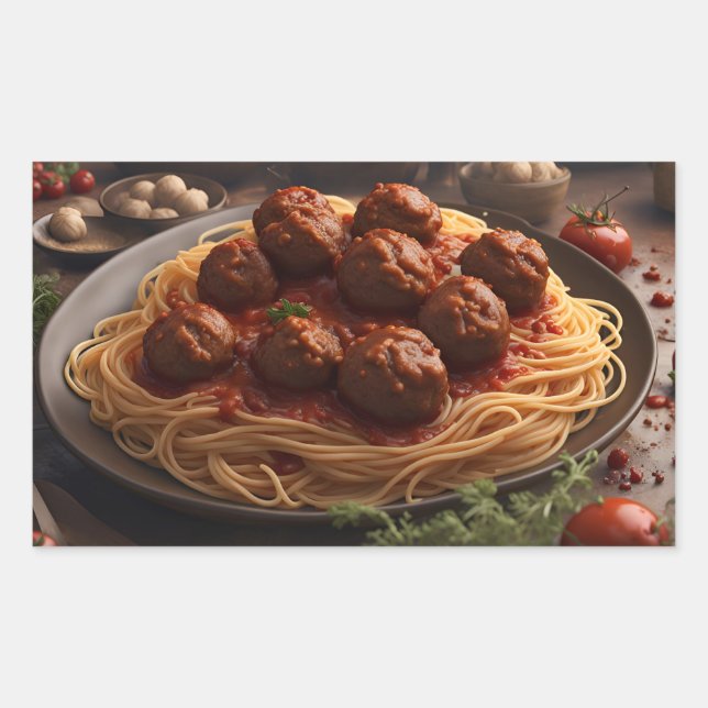 Spaghetti and Meatballs Rectangular Sticker (Front)
