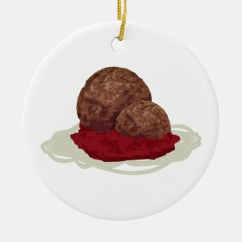 Spaghetti And Meatballs With Sauce Ceramic Ornament by gravityx9 at Zazzle