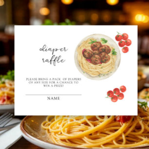 Spaghetti baby shower - diaper raffle  enclosure card