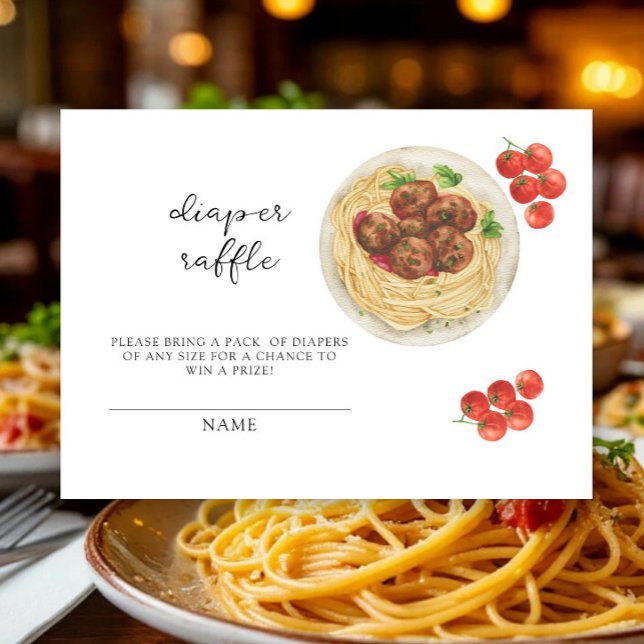 Spaghetti baby shower - diaper raffle  enclosure card (Creator Uploaded)