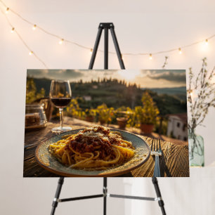 Spaghetti Bolognese on Vineyard Terrace Table Foam Board