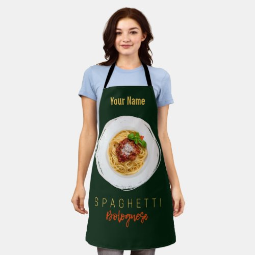 Spaghetti bolognese pasta noodle gourmet chef apron