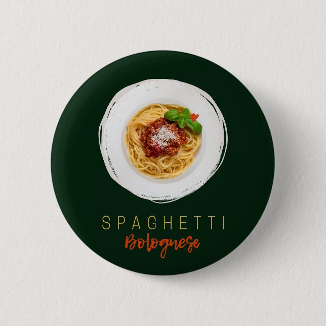 Spaghetti bolognese pasta noodle gourmet chef button (Front)