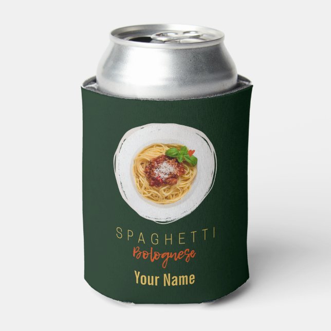 Spaghetti bolognese pasta noodle gourmet chef can cooler (Can Front)