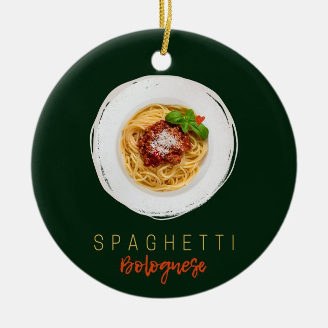 Spaghetti bolognese pasta noodle gourmet chef ceramic ornament (Front)