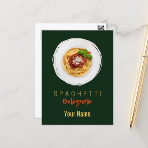 Spaghetti bolognese pasta noodle gourmet chef holiday postcard