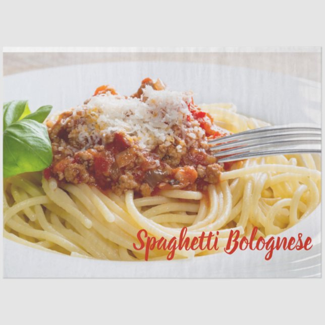 Spaghetti Bolognese Sauce Pasta with Parmesan Tissue Paper (Front)