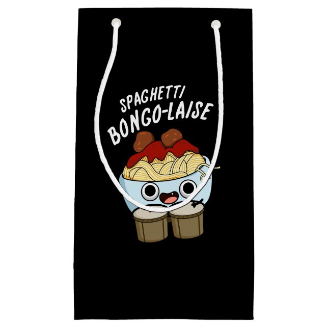 Spaghetti Bongolaise Funny Food Pun  Dark BG Small Gift Bag (Front)