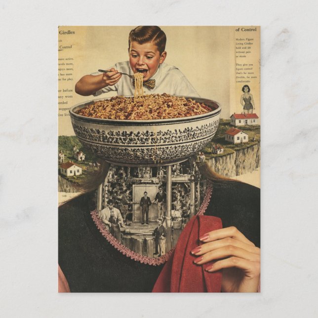 Spaghetti Boy Collage Postcard (Front)