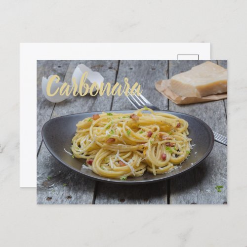 Spaghetti Carbonara Pasta with Bacon and Parmesan  Holiday Postcard