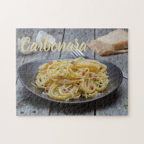 Spaghetti Carbonara Pasta with Bacon and Parmesan  Jigsaw Puzzle