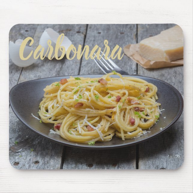 Spaghetti Carbonara Pasta with Bacon and Parmesan  Mouse Pad (Front)