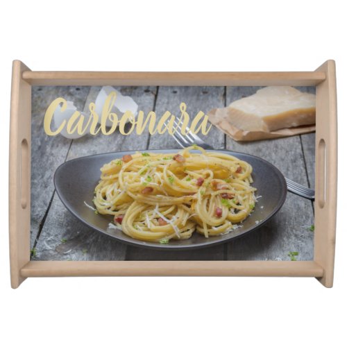 Spaghetti Carbonara Pasta with Bacon and Parmesan  Serving Tray