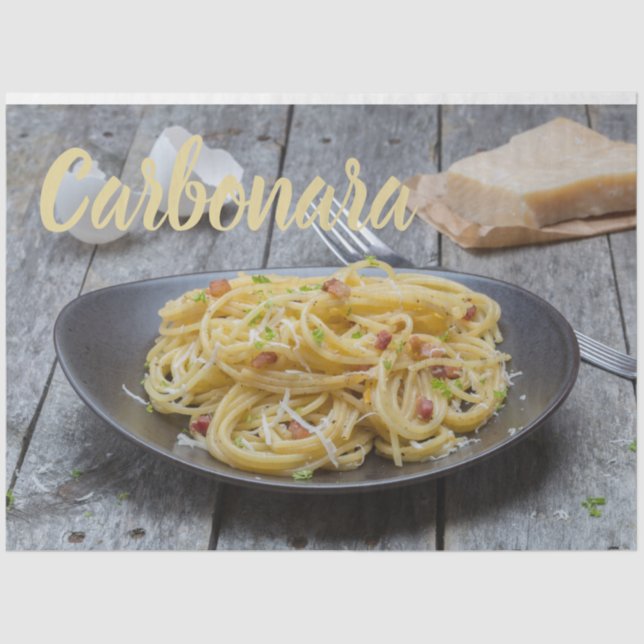 Spaghetti Carbonara Pasta with Bacon and Parmesan  Tissue Paper (Front)