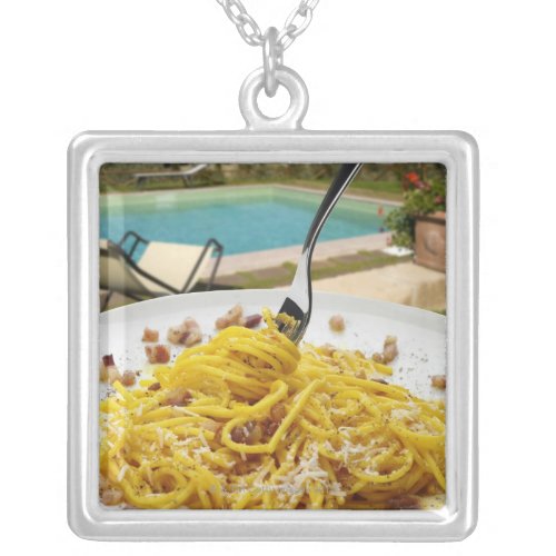 Spaghetti Carbonara Silver Plated Necklace