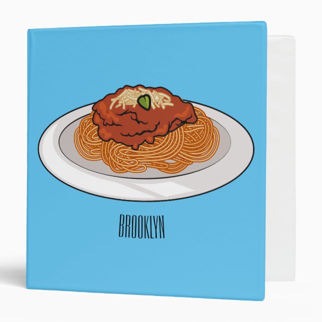  Spaghetti cartoon illustration 3 Ring Binder (Front/Inside)