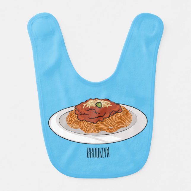  Spaghetti cartoon illustration Baby Bib (Front)