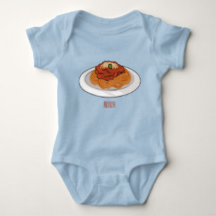 Spaghetti cartoon illustration Baby Bodysuit