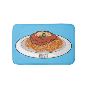  Spaghetti cartoon illustration Bath Mat