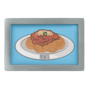  Spaghetti cartoon illustration Belt Buckle