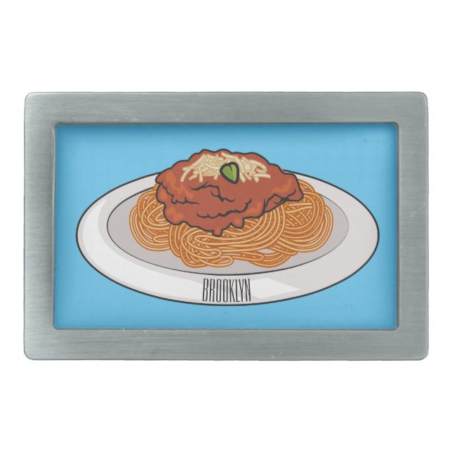  Spaghetti cartoon illustration Belt Buckle (Front)